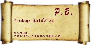 Prekop Balázs névjegykártya